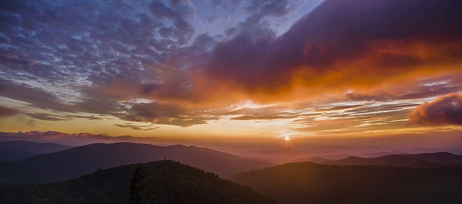 sunset, landscape, twilight, dusk, sunshine, sky, colorful HD wallpaper