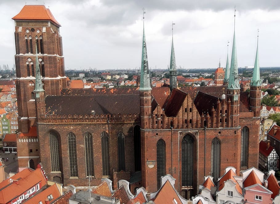 gdańsk, gdansk, poland, st mary's church, old town, building exterior, HD wallpaper