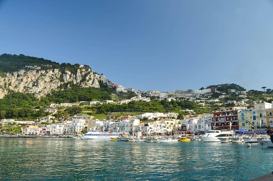 Capri, Ada, Italy, Panorama, Beach, harbor, nautical Vessel HD wallpaper