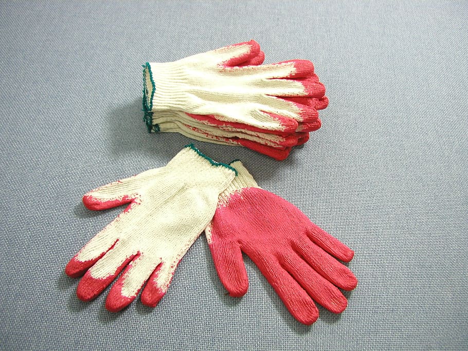 work gloves, red work gloves, indoors, still life, no people HD wallpaper