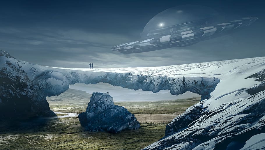 grey and black space ship illustration, fantasy, landscape HD wallpaper