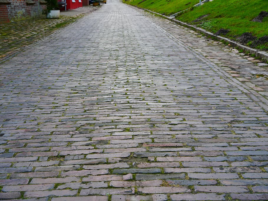 patch, paving stones, paved, architecture, road, old, away HD wallpaper