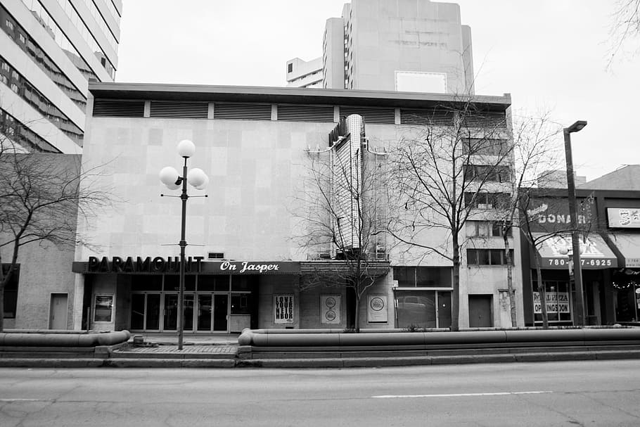 paramount theatre, edmonton, street, urban, city, building exterior