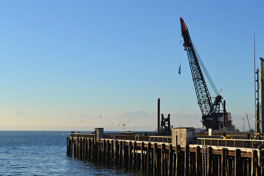 Waterfront, Crane, Dock, Pier, industrial, harbor, shipping HD wallpaper