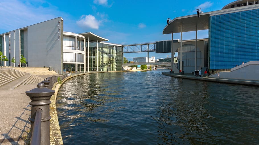 waters, architecture, sky, modern, luxury, spreebogen, berlin HD wallpaper