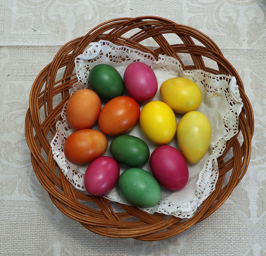 easter, egg, basket, food, container, easter egg, food and drink HD wallpaper