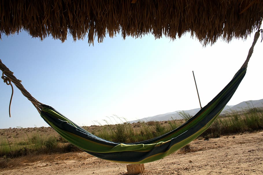 hammock, sleep, rest, relax, vacation, desert, nature, sky HD wallpaper