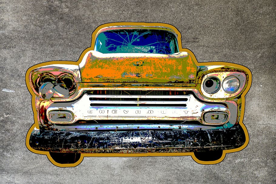 auto, old, grafitti, cartoon, scrap, retro, metal, no people HD wallpaper