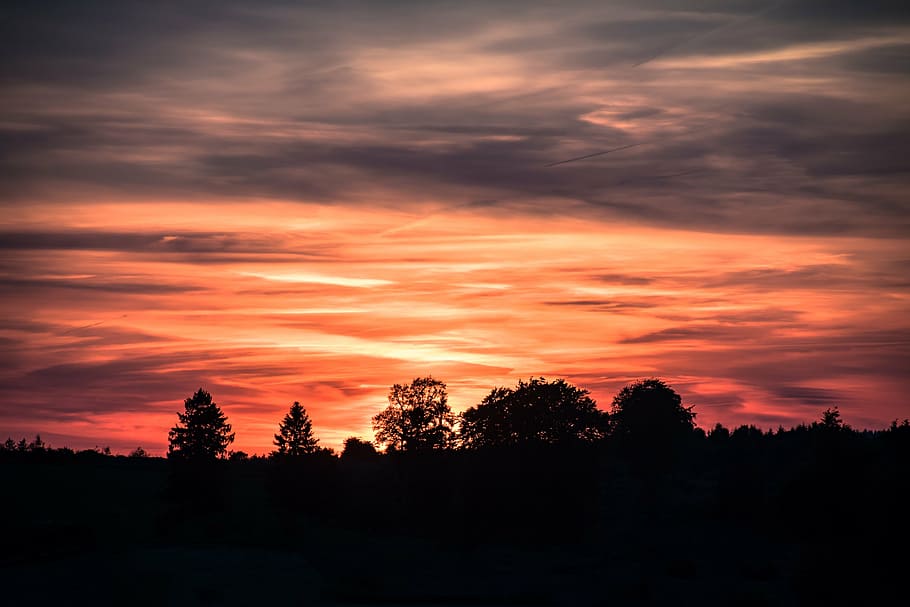 sunset, setting sun, evening sky, abendstimmung, dusk, afterglow HD wallpaper