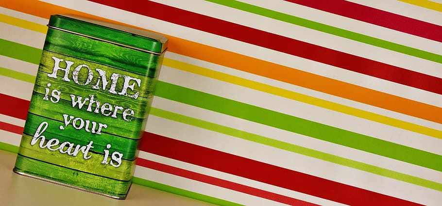 box, sheet, saying, storage, home is where your heart is, green color HD wallpaper