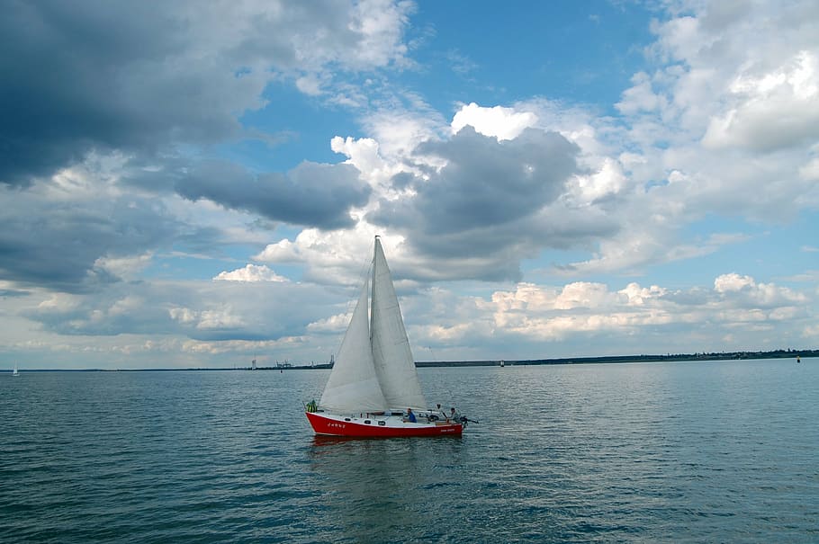 sailboat, river, summer, cloud - sky, water, sea, transportation HD wallpaper