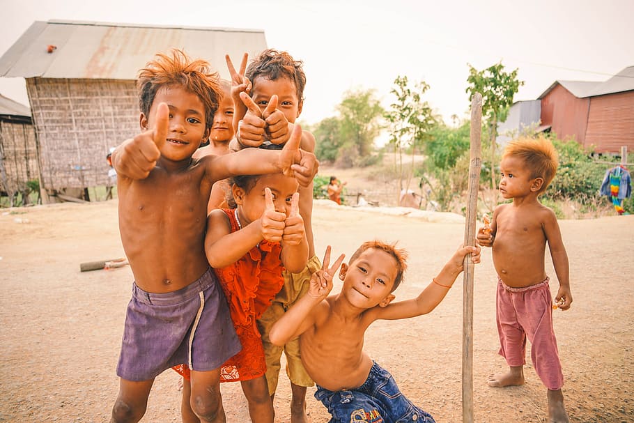 boys taking selfie, asia, asian, cambodia, cambodian, child, childhood, HD wallpaper