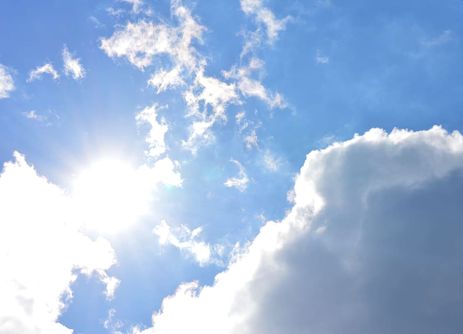 Cloud, Weather, Air, Blue, Blue Sky, summer, clouds, sun, backgrounds HD wallpaper
