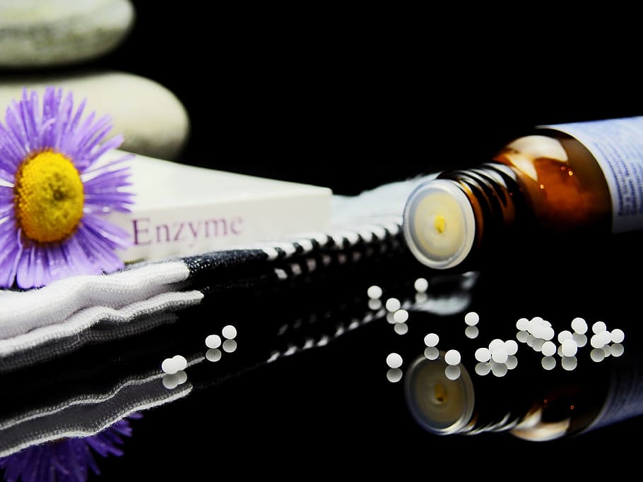 purple flower near bottle, globuli, medical, bless you, homeopathy, HD wallpaper