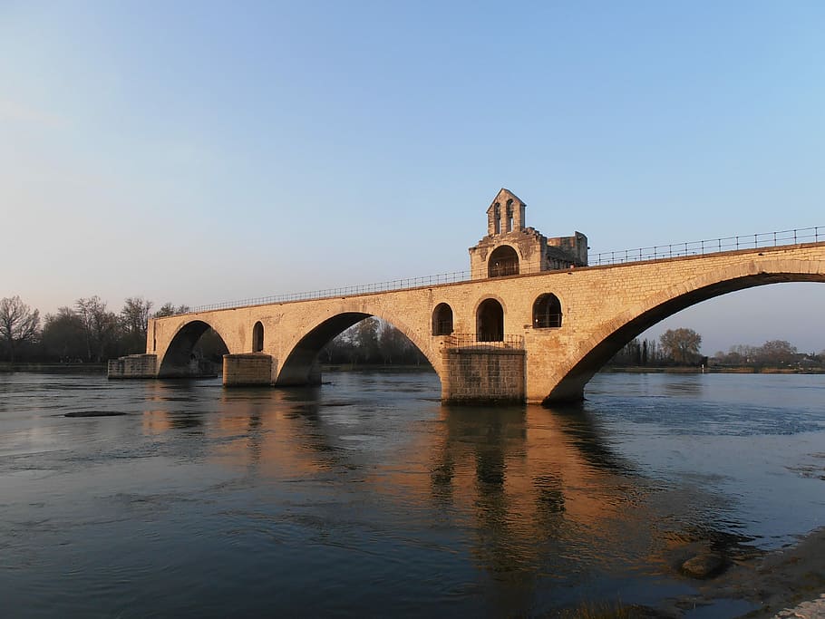 Bridge, Avignon, Pont, Sunset, River, france, historically HD wallpaper