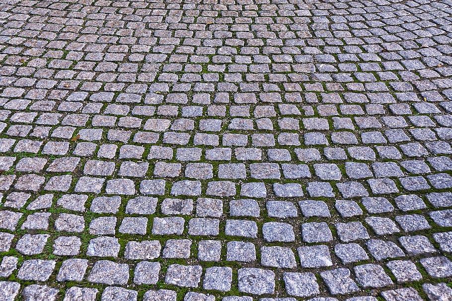 gray stone steps lot, cobblestones, paving stones, patch, paved HD wallpaper
