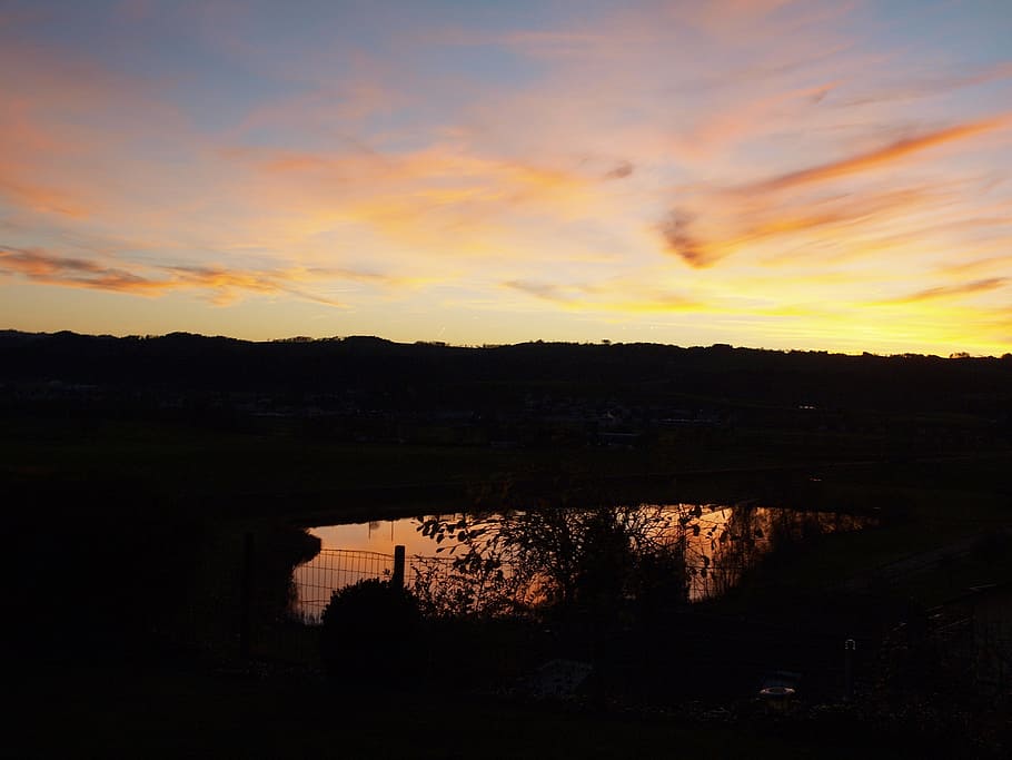 Sunset, Clouds, Lake, abendstimmung, nature, dusk, scenics HD wallpaper