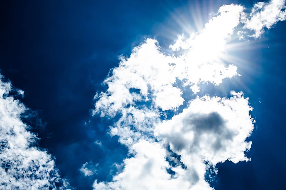 sun, sky, clouds, summer, blue, bright, outdoors, day, sunny HD wallpaper