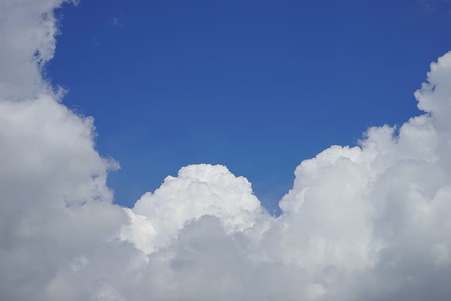 clouds, cloud formation, sky, white, blue, cumulus, clouds form HD wallpaper