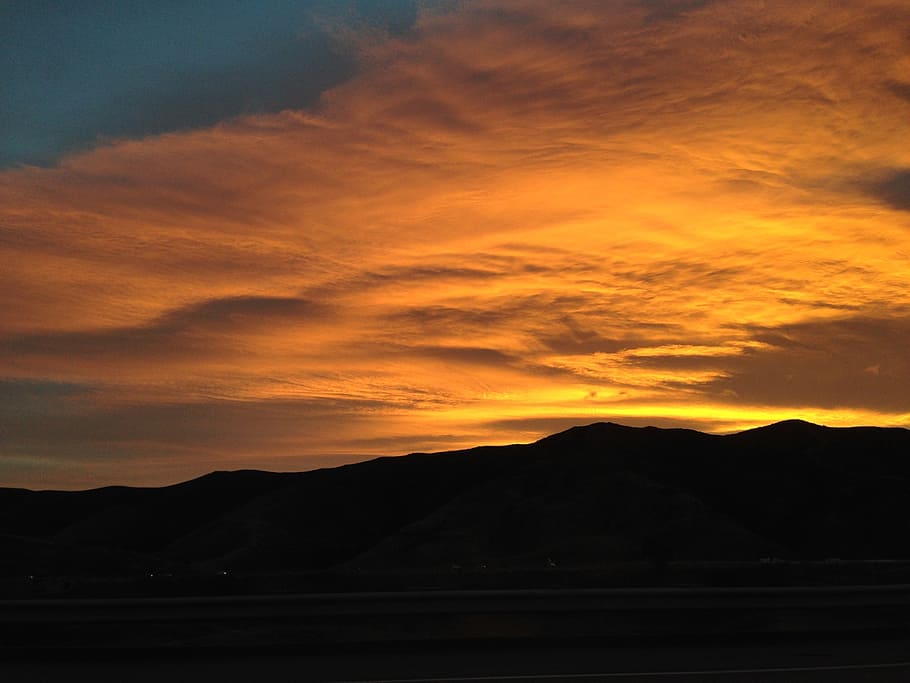 sunset, orange clouds, beautiful, fire, sky, color, amazing HD wallpaper