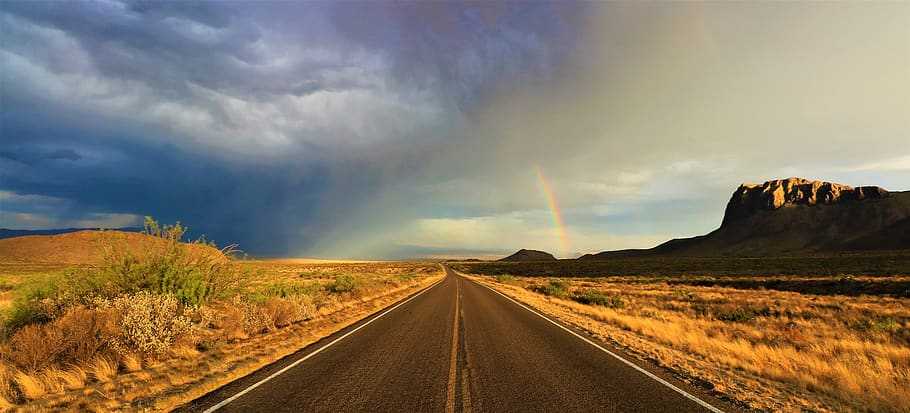 desert, road, rainbow, beautiful, wallpaper, big bend, national, HD wallpaper