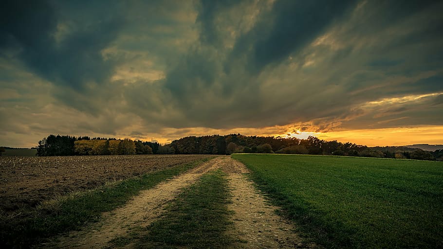 lane, sunset, sky, nature, landscape, mood, away, abendstimmung HD wallpaper