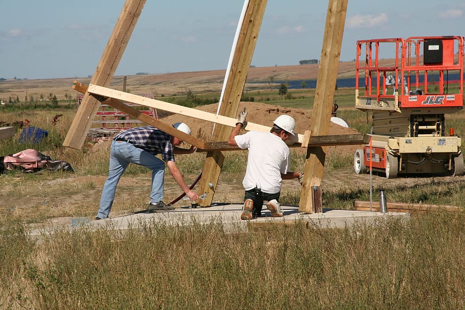 construction, hardhat, erecting, wind, tower, turbine, work, HD wallpaper