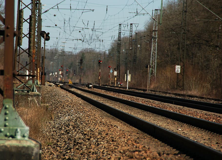 seemed, transport, train, railway, upper lines, gleise, railroad Track, HD wallpaper
