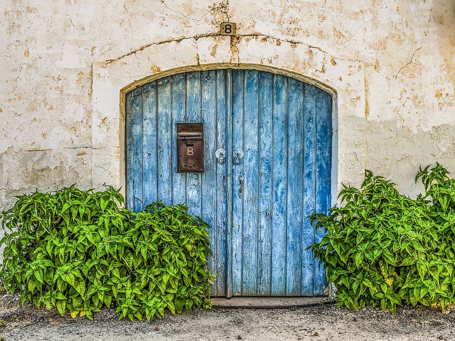 Gate, Door, Wooden, Old, House, blue, architecture, traditional