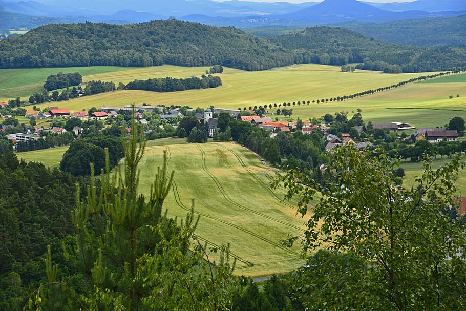 saxon switzerland, view, distant view, landscape, plant, rural scene HD wallpaper