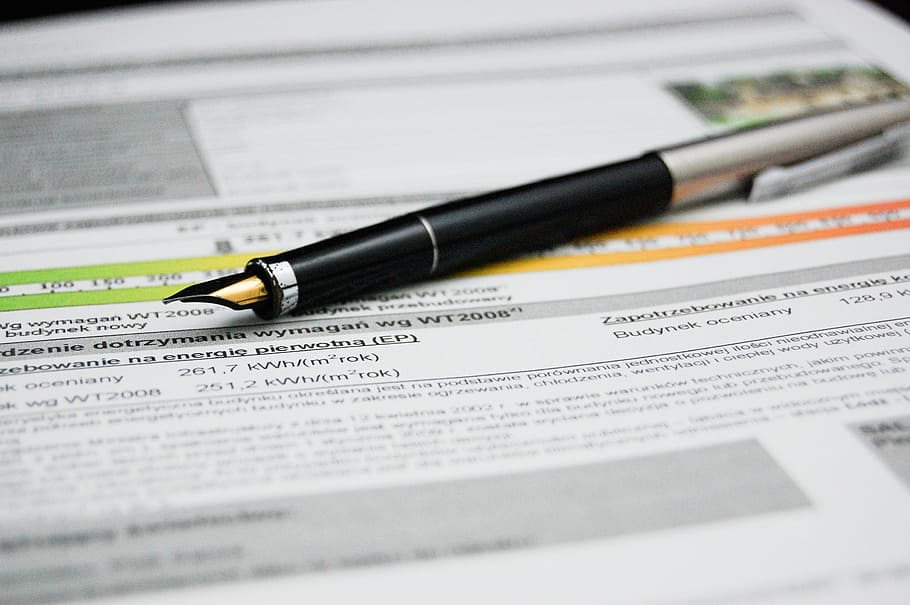black pen on white printer paper, document, energy certificate HD wallpaper