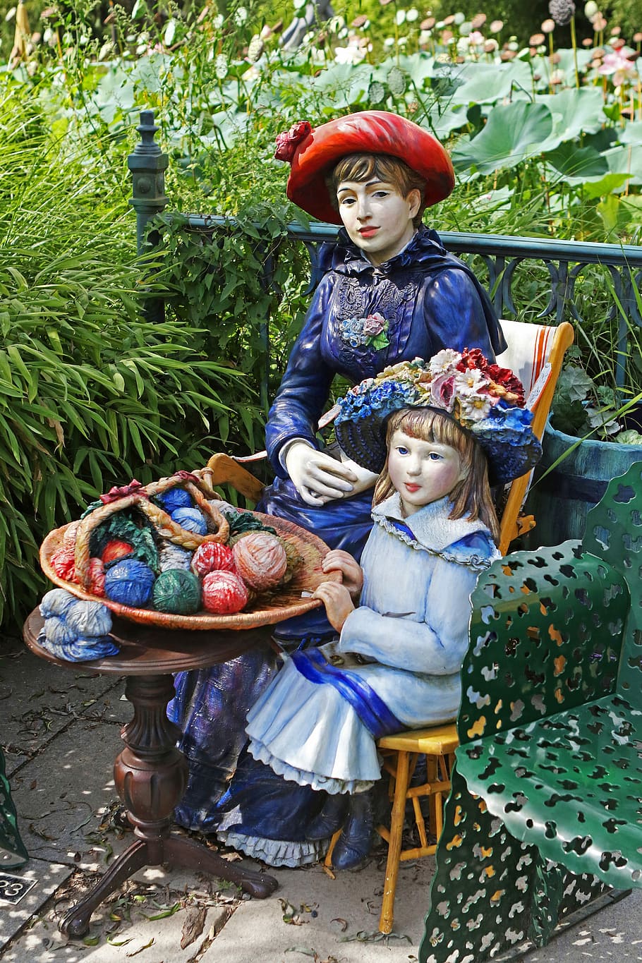 Grounds For Sculpture, Renoir, woman, girl, basket of yarn, HD wallpaper