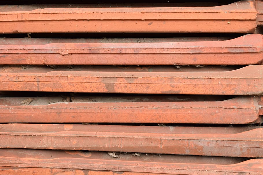Roofing, Tile, Stack, Close, Sound, red, burned, backgrounds HD wallpaper