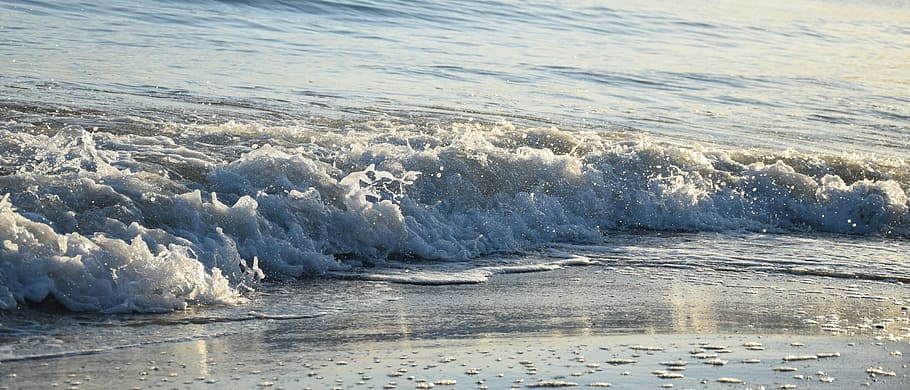 water, sea, beach, wave, foam, wet, nature, coastline, surf HD wallpaper