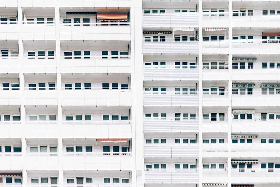 photography of white concrete building, architecture, apartment HD wallpaper