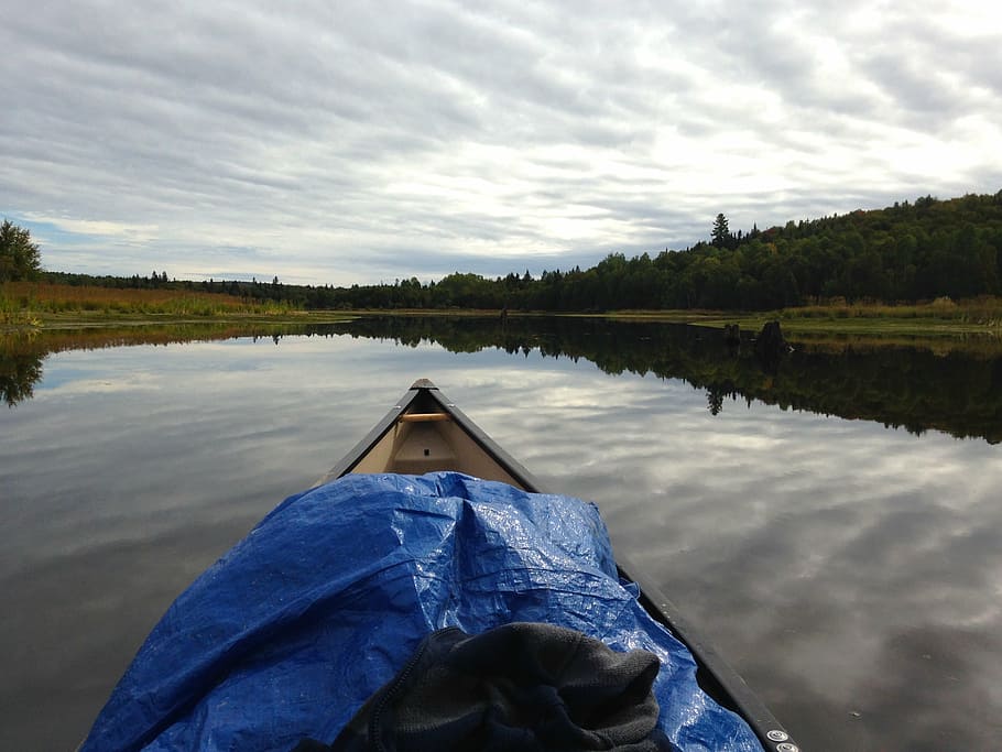canoe, landscape, clouds, water, lake, sky, cloud - sky, scenics - nature HD wallpaper