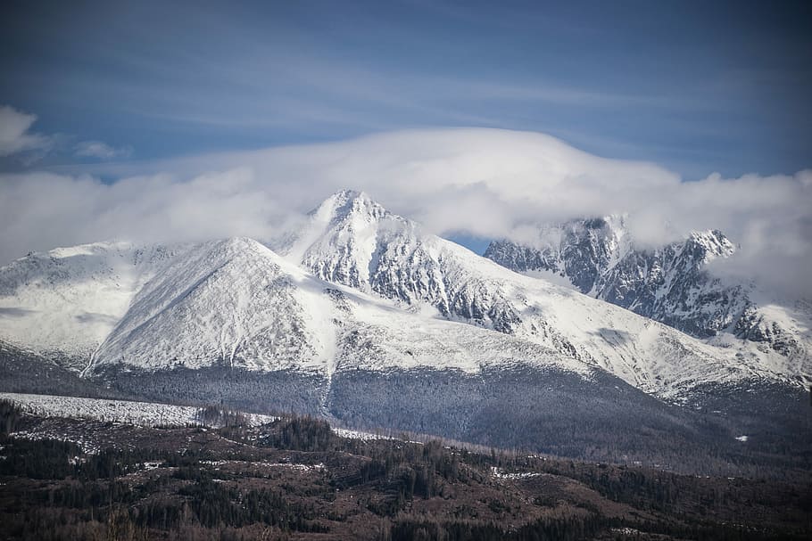 mountains, panorama, nature, sky, mountain panorama, snow, cold temperature HD wallpaper