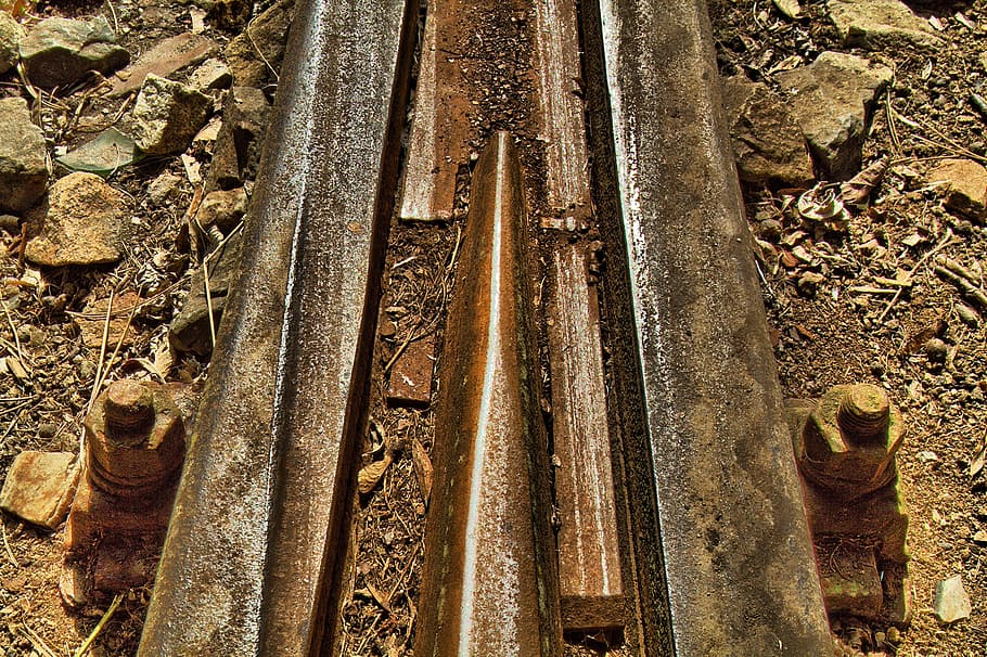 railway, soft, seemed, metal, track, rusty, railroad track HD wallpaper