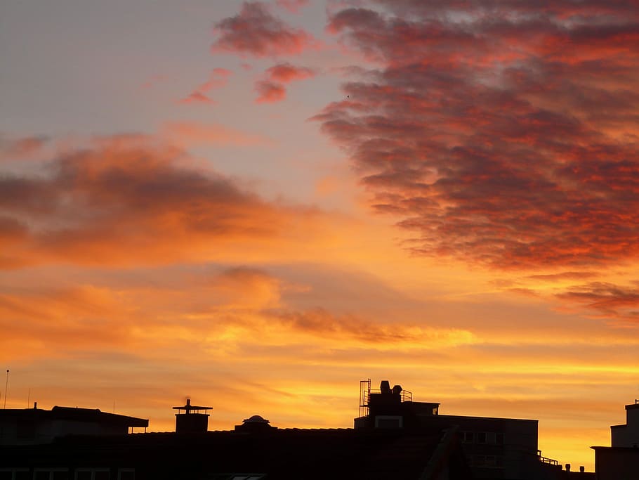Sunset, Clouds, sky, abendstimmung, romance, fire, afterglow HD wallpaper