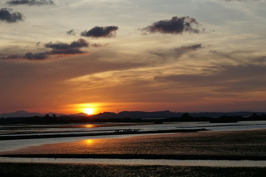 nature, view, river, sunset, sky, beauty in nature, water, scenics - nature HD wallpaper