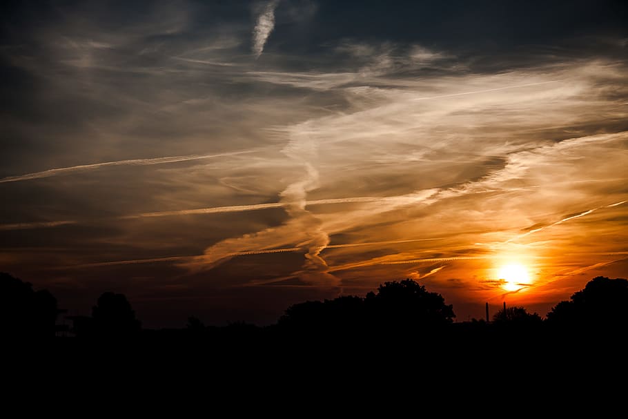 sunrise, mood, sky, cloud - sky, sunset, beauty in nature, silhouette HD wallpaper