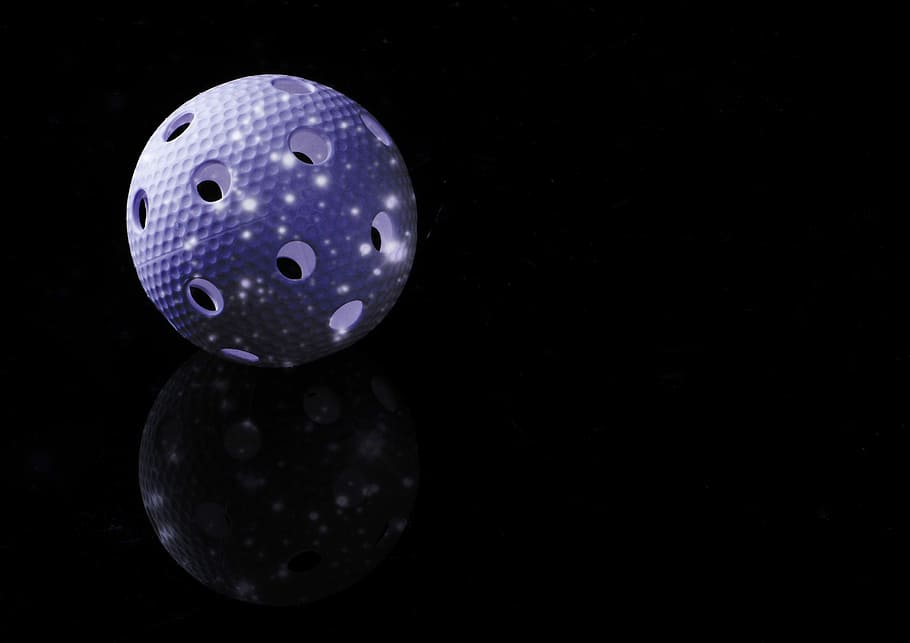purple and white ball, Floorball, Sport, Balls, Field, performance, HD wallpaper