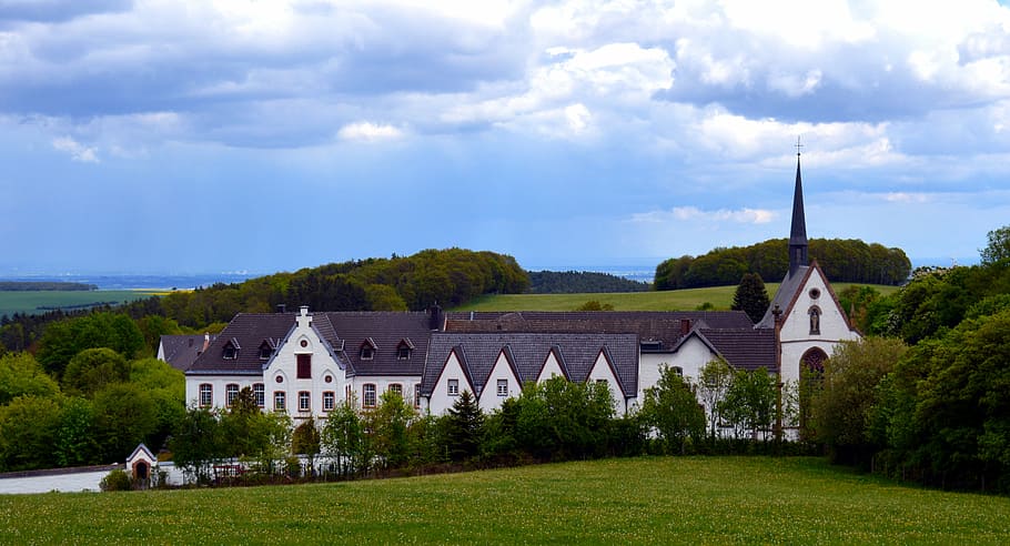 abbey, maria forest, eifel, heimbach, monks, building, eifel national park HD wallpaper