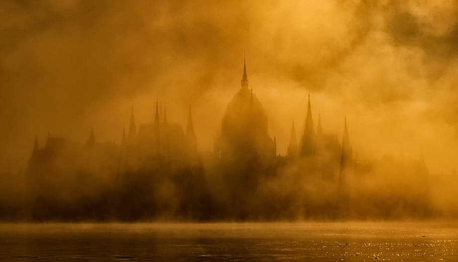 architecture, building, infrastructure, castle, dark, raining HD wallpaper