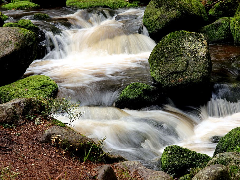 silky river water photography during daytime, mountain, waterfall HD wallpaper
