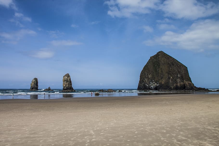 Haystack Rock, Oregon, Cannon Beach, tidepools, ocean, pacific HD wallpaper