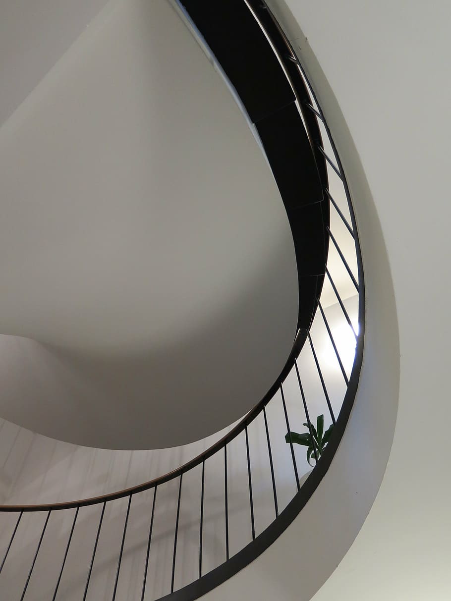 stairs, thread, railing, indoors, built structure, low angle view HD wallpaper