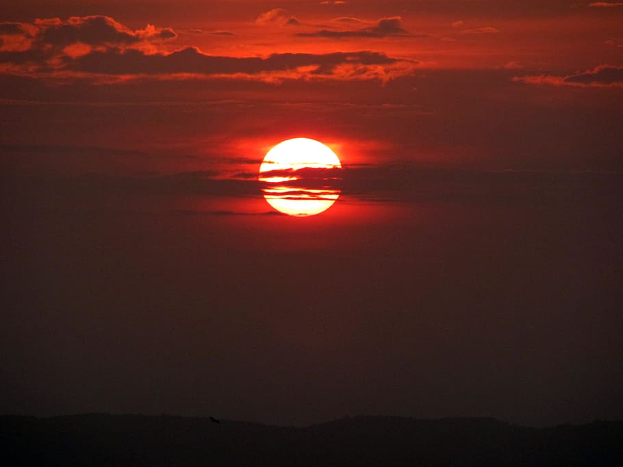 sunset, sol, eventide, sky, clouds, brazil, red, firmament HD wallpaper