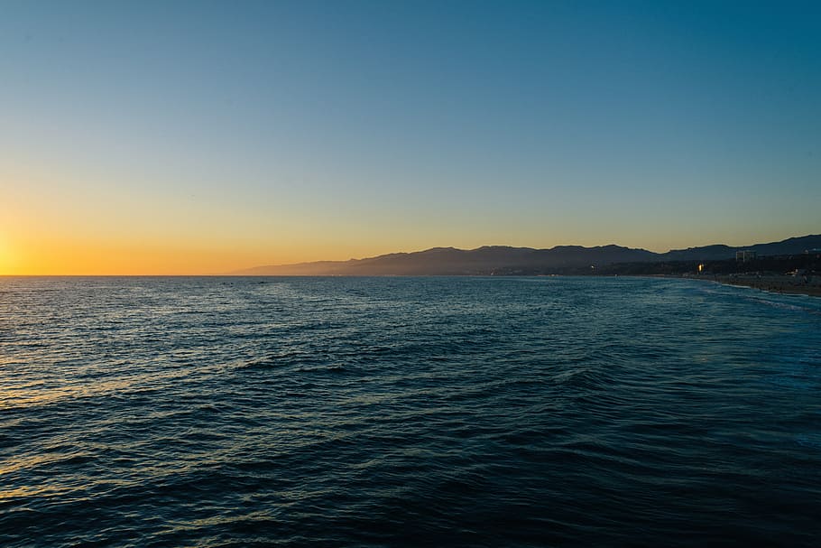 sunset, evening, ocean, pacific ocean, seashore, beach, nature HD wallpaper