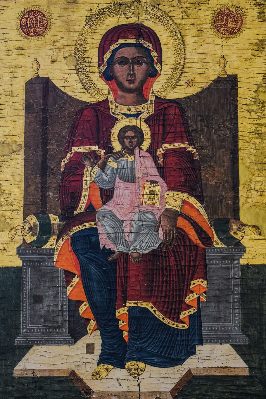 Virgin Mary, Christ, Icon, Wooden, 18th century, cyprus, church
